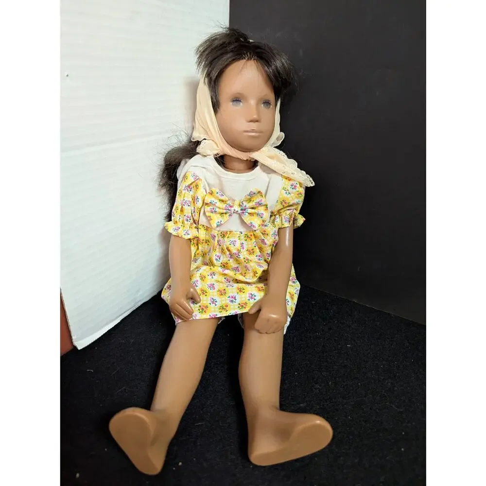 Vintage Götz Sasha Style Vinyl & Cloth Girl Doll in Yellow Floral Dress